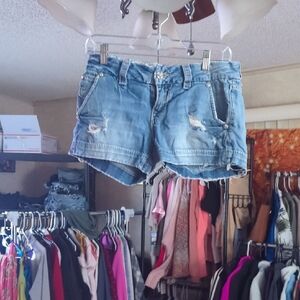 Miss Me Distressed Blue Jean Shorts